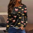 thumbnail image 2 of Valentine Day Shirts for Women Crew Neck Long Sleeve Spring Graphic Tee Love Heart Print Cute Loose Tunic Tops Black 2XL, 2 of 5