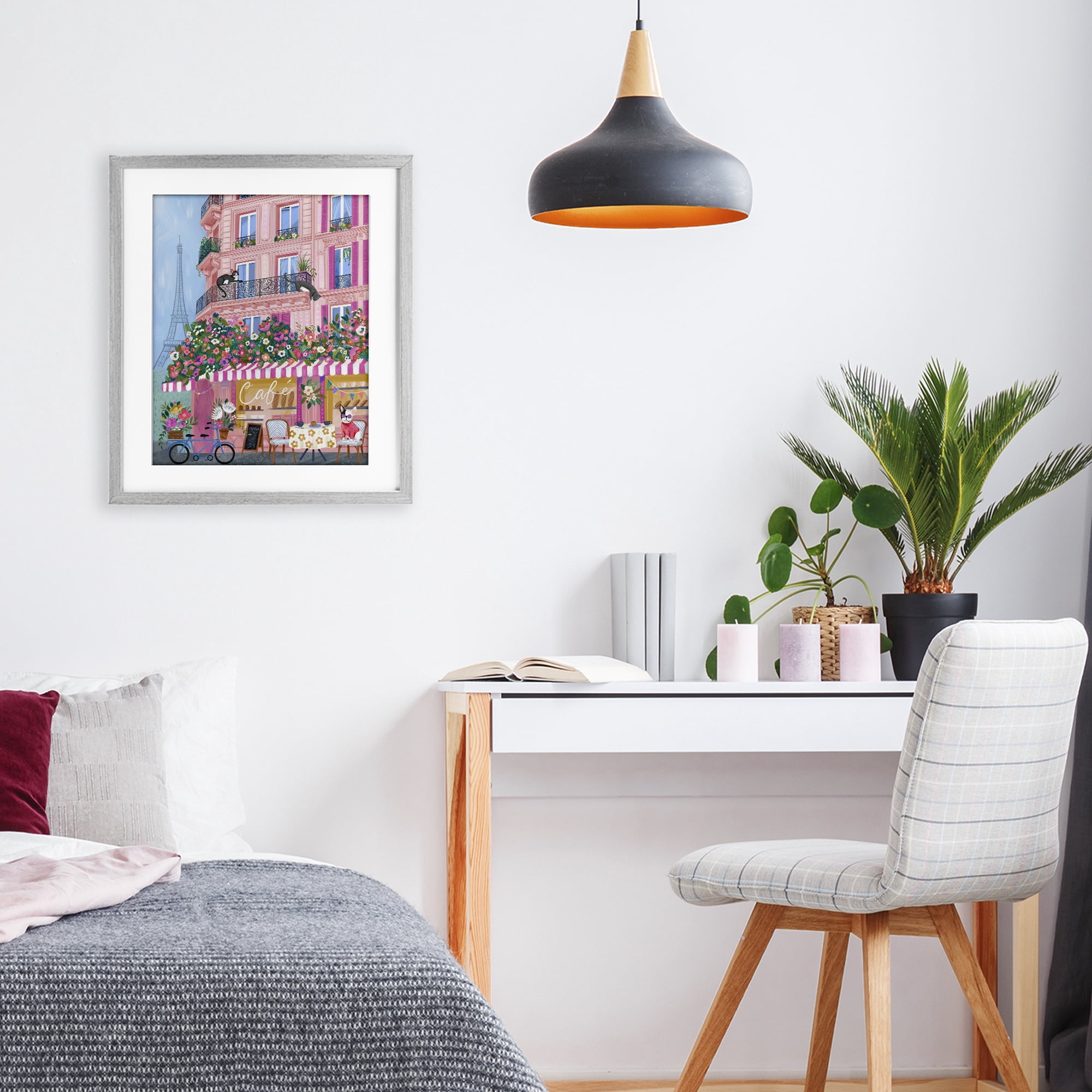 Stupell Industries Cats on Cafe Balcony Gray Framed Print Under Glass, design by Arrolynn Weiderhold