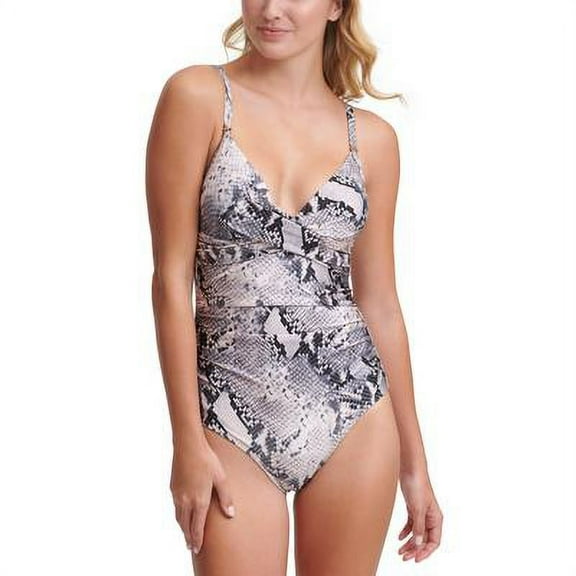 Calvin Klein BLUSH MULTI BOA SNAKE SHIMMER Ombre Python One-Piece Swimsuit, US 6