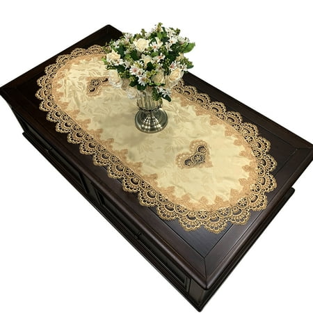 

Wedding Modern Home Decor Table Cloth Oval Cover Polyester Embroidered Lace