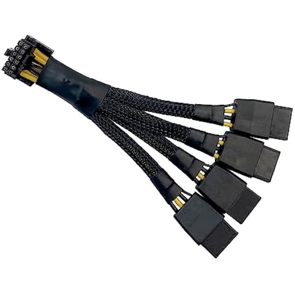ccwmincc 12VHPWR 90 Degree Adapter, 16 Pin GPU Cable to 4X 8 Pin PCIe 5.0 Extension Sleeved Adapter for 12+4 pin RTX 4090 4080 4070Ti 3090Ti Graphic Card 5.9-inch (Type A)