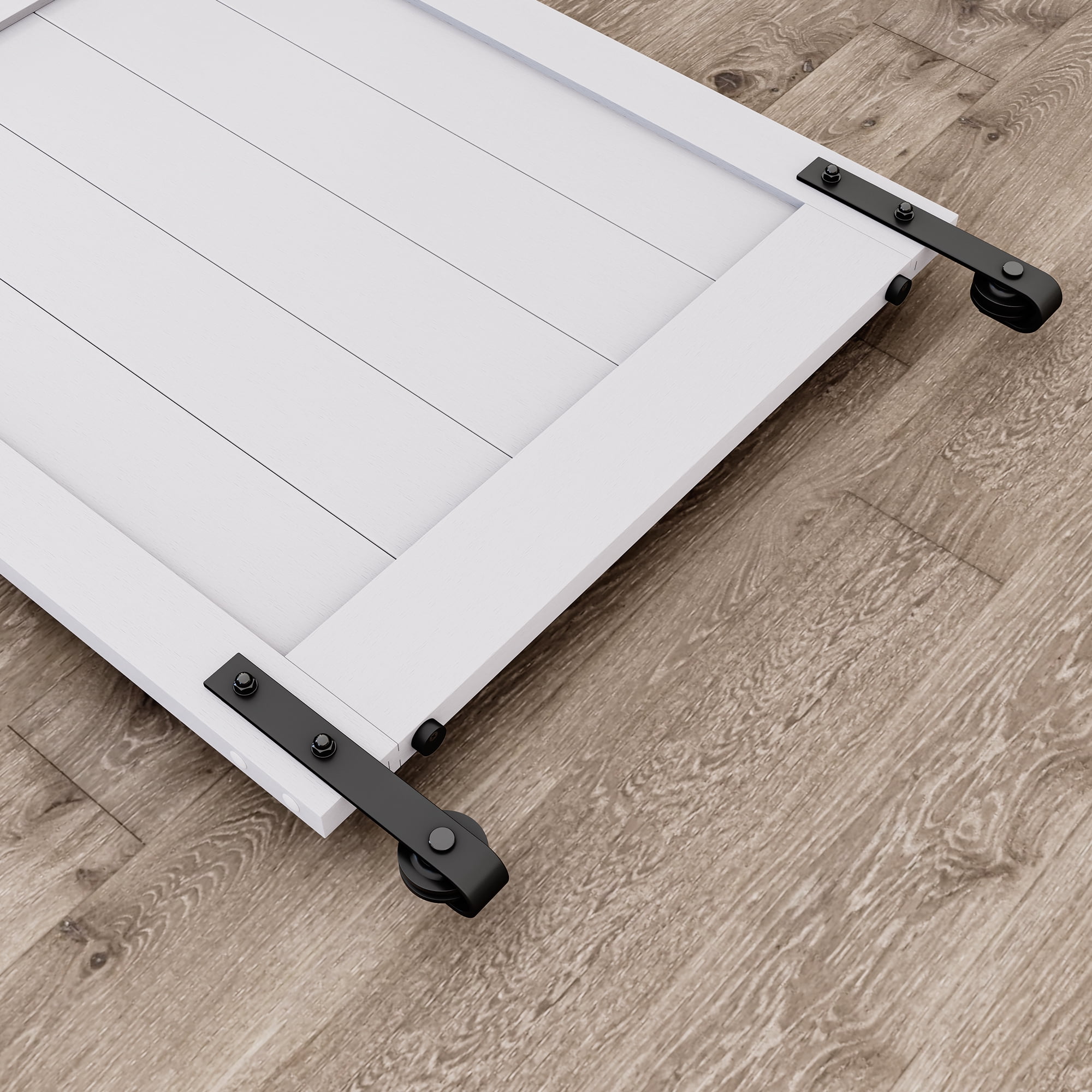 Dextrus HStyle Solid Core Single Barn Door 36 in x 84 in White Barn Door Hardware Kit