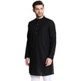 thumbnail image 2 of In-Sattva Men's Indian Mandarin Collar Handcrafted Fine Embroidered Kurta Tunic; Black ; LG, 2 of 6