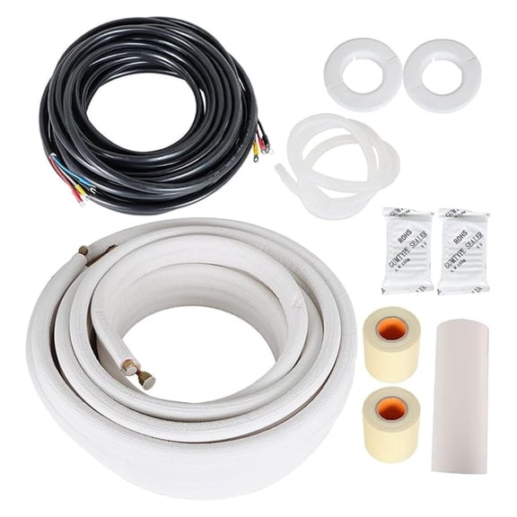 50 Foot Mini Split Line Set 1/4 and 3/8 Inch Air with Accessories, Air Conditioning Refrigeration Connection Tube