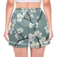 thumbnail image 3 of Women's Satin Pajama Shorts White Blossom Branch with Pockets, Elastic Waist Sleep Lounge Shorts, 3 of 7