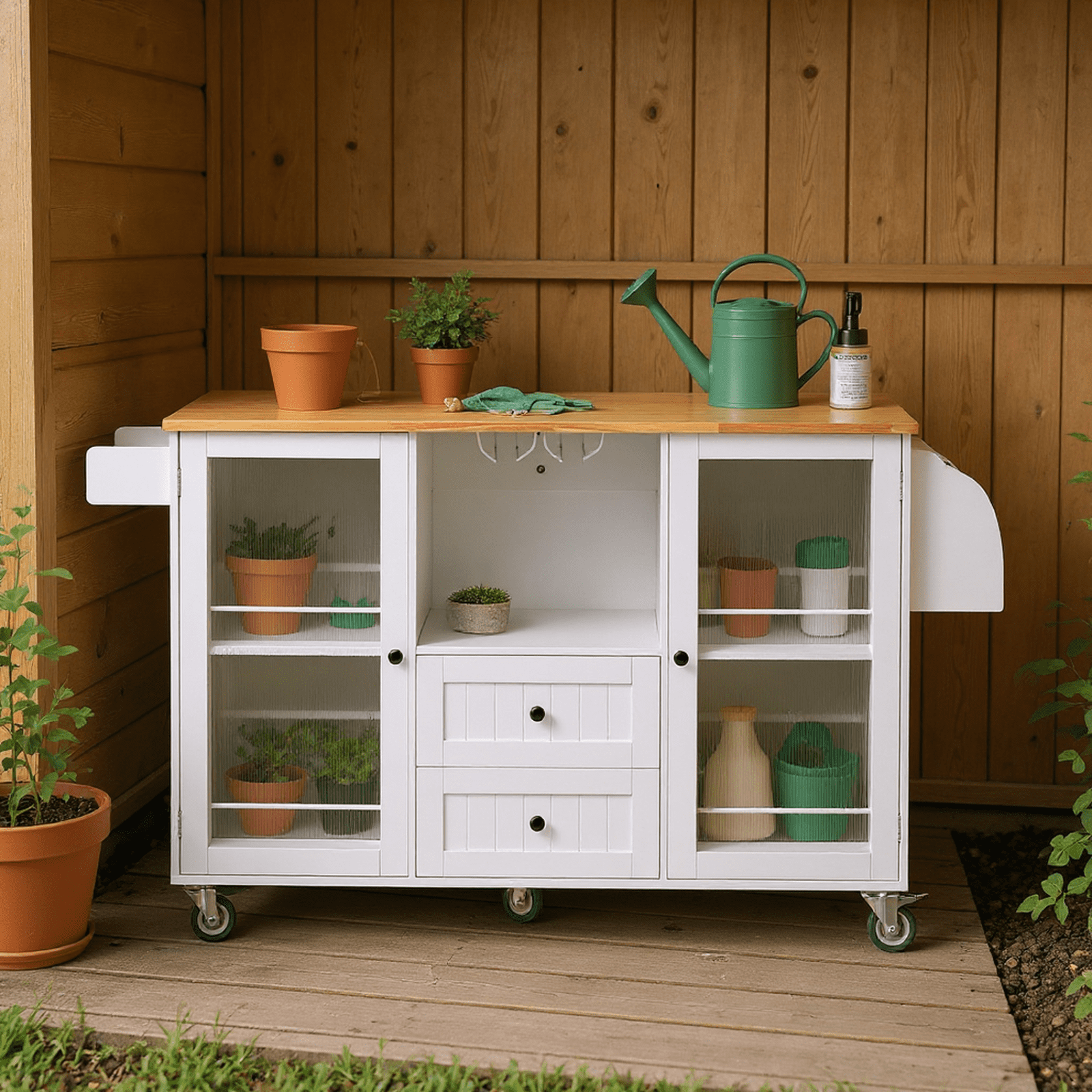 Homy Casa Multi-Purpose Rolling Utility Cart with Drawers, Adjustable Shelves, and Towel Rack