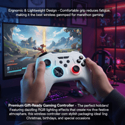 Wireless Pro Controller Compatible with Switch/OLED/Lite/PC/IOS/Android,Dual Vibration Programmable Turbo 6-axis Gyro Function,White
