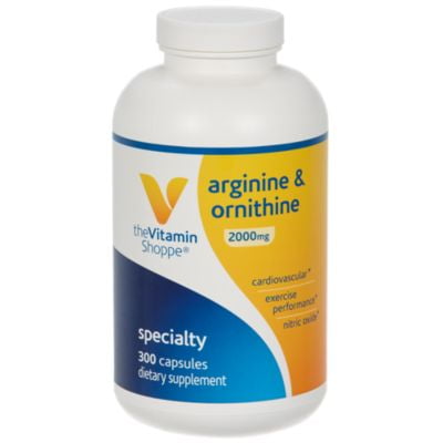 The Vitamin Shoppe Arginine  Ornithine 2,000MG, Supports Cardiovascular  Exercise Performance, A Free Form Amino Acid with Nitric Oxide Production (300