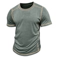 thumbnail image 4 of Umfun Men Contrast Stitch Short Sleeve Crew Neck T-Shirt Slim Fit Casual Wear for Sports and Daily Casual, 4 of 7