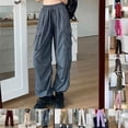 thumbnail image 5 of BUYISI Women S Hip Hop Overalls For Street Fashion High Waist Solid Color Trousers Gray XL, 5 of 9