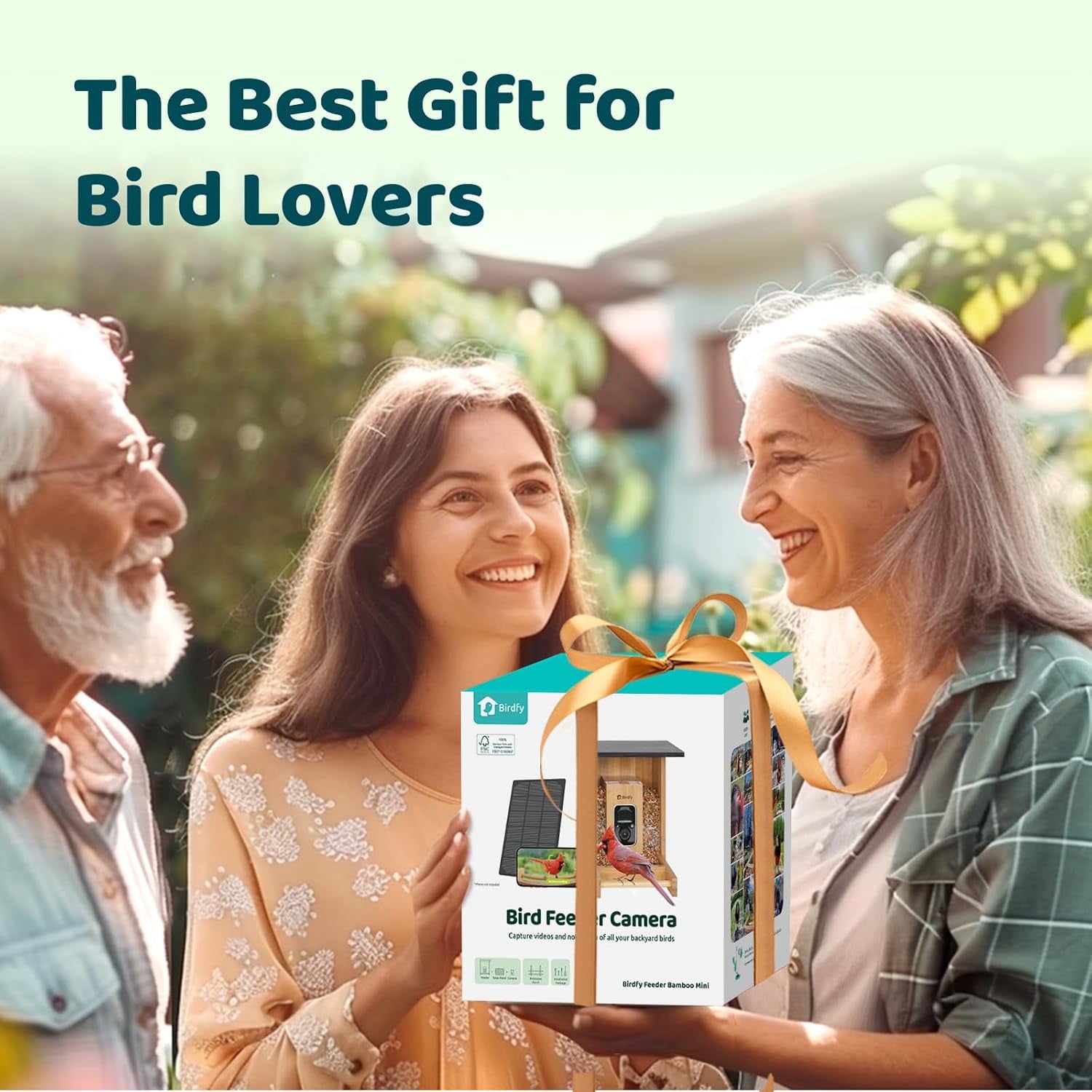 Birdfy Smart Bird Feeder with Camera, High-End Bamboo, Mini in Size, Solar Powered, Auto Capture Birds & Notify in Time, Powerful AI Recognition, Ideal Gift Present