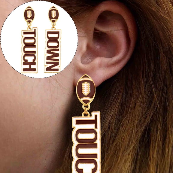 Football Game Day Earrings for Women, Asymmetrical Game Day Touchdown Earrings, Football Fan Earrings for Girlfriends Cheerleaders, Team Spirit Jewelry with Football Charms