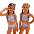 thumbnail image 3 of CCRFTGI Swimsuit for Kids Girls Size 6-7 2 Piece Set Swim Vacation Bathing Suits Beach Vacation Sequin Print Bikini Set Summer Cute Girls Fashion Swim Suit Kids Bikini Multicolor 9-10 Years, 3 of 9
