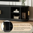thumbnail image 4 of 70" Farmhouse Wooden TV Stand with Sliding Tambour Door, Fluted Media Console Cabinet with Adjustable Storage,  TV Cabinet for TVs up to 75", Black, 4 of 9