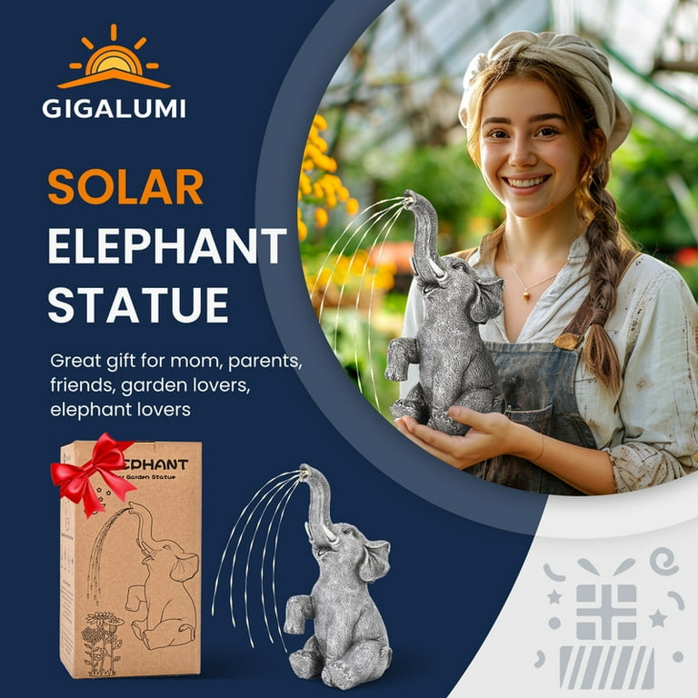 Gigalumi Solar Elephant Garden Statue with Twinkling Lights photo 4