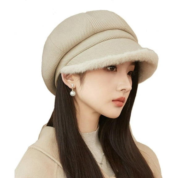 Elegant Berets for Women Fuzzy French Beret Hats for Women Vintage Octagonal Cap Painter Cap Warm Winter Cap Tea Party