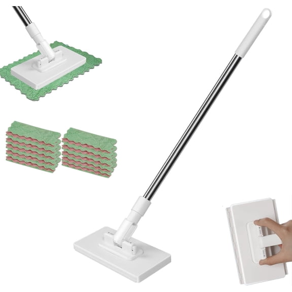 Snap Grip Mini Mop, Zero Touch Mini Mop, Clever Snap-Grip MiniMop, Disposable Dustmop with Reusable Cloths, 360° Hands-Free Minimop, Clip Mopping Stick for Floor Cleaning(39.37in,10 Cloths)