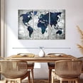 thumbnail image 3 of Elephant Stock Deep Blue World Map Wall Art - Horizontal Multi Panel Canvas - Living Room Wall Decor - Map Multi Panel - Gray And Blue Decor - 57" x 36", 3 of 8