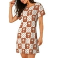thumbnail image 2 of Balery Brown Palms Pattern Womens Short Sleeve Sleepshirt Scoopneck Cute Nightdress Comfy Nightgown Loungewear Dress, 2 of 6