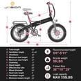 thumbnail image 5 of Jasion EB6 Electric Bike for Adults, 1000W Peak Motor Folding Ebike with 48V Removable Built-in Battery, Up to 50 Miles, 20" Fat Tire Foldable Electric Bicycle, UL 2849, 5 of 9