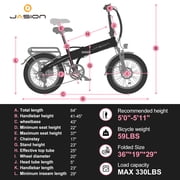 Jasion EB6 Electric Bike for Adults, 1000W Peak Motor Folding Ebike with 48V Removable Built-in Battery, Up to 50 Miles, 20 Fat Tire Foldable Electric Bicycle, UL 2849