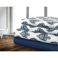 thumbnail image 1 of Safdie & Co. Microfiber Sheet Set 4PC King Navy Damask, 1 of 2