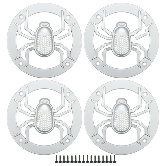 Unique Bargains 4pcs 4" Car Speaker Grills Cover Round 4 Inch Audio Subwoofer Protector with Screws ABS Silver Tone