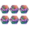 thumbnail image 2 of Pofeuu Wild flowers of clover and butterfly Print Leather Coasters Set of 6, Round Cups Mugs Mat Pad for Home Kitchen Heat Resistant Drink Coasters,Hexagon, 2 of 7