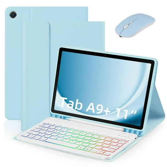 Mistaha Wireless Keyboard and Mouse Combo for Samsung Galaxy A9 Plus 5G - Protective Tablet Case with Bluetooth Keyboard and USB-C Mouse - Blue