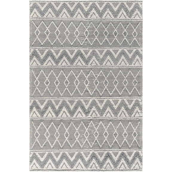 BoutiqueRugs Evita Bohemian, Transitional Area Rug - Gray, White, Charcoal - 5' x 7'6"