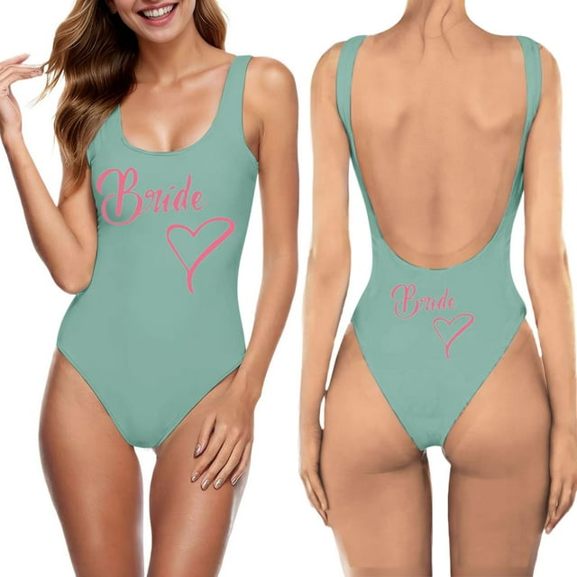 MKLEKYY Trajes De Baño mujer Natacion Women Fashion Letter Print Piece Swimsuit Sexy Bikini Swimwear Bathing Sleeveless Backless Swimsuit 1333