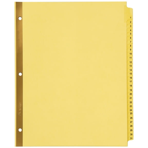 Avery Preprinted Laminated Tab Dividers, Gold Reinforced Binding Edge, 1-31 Tabs, 1 Set (11308)
