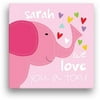 Sandra Magsamen Personalized Elephant Canvas Wall Art, 16" x 16", Pink