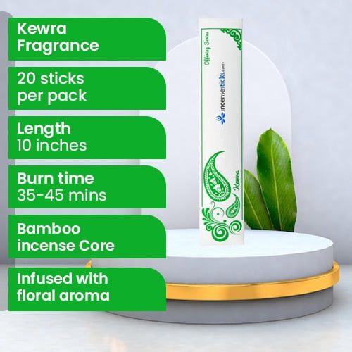 Kewra Incense 10" 20 Sticks Pack: 10 Packs