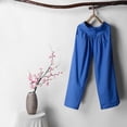 thumbnail image 3 of Pantalones de color sólido para mujer Pantalones de pierna ancha Botón de cintura alta Bolsillo Abanopi Pantalones de color liso, 3 of 7