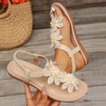 thumbnail image 6 of Dakaela Sandals for Women Flat Dressy Summer Flower Sandal with Ankle Strap Arch Support Comfortable Casual Walking Flats Shoes (6,Beige), 6 of 8