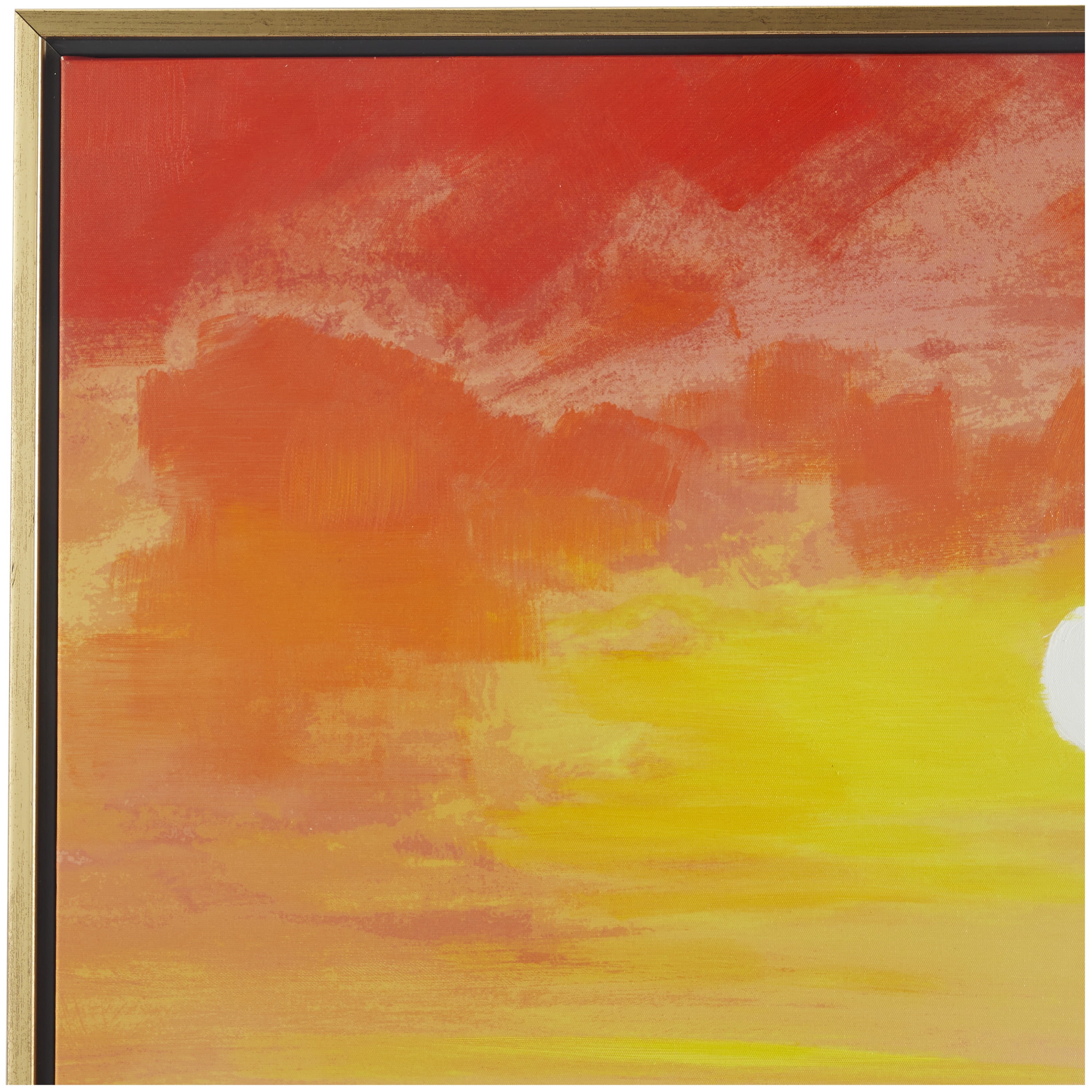 37" x 37" Ocean Sunset Landscape Framed Wall Art with Gold Frame, by DecMode