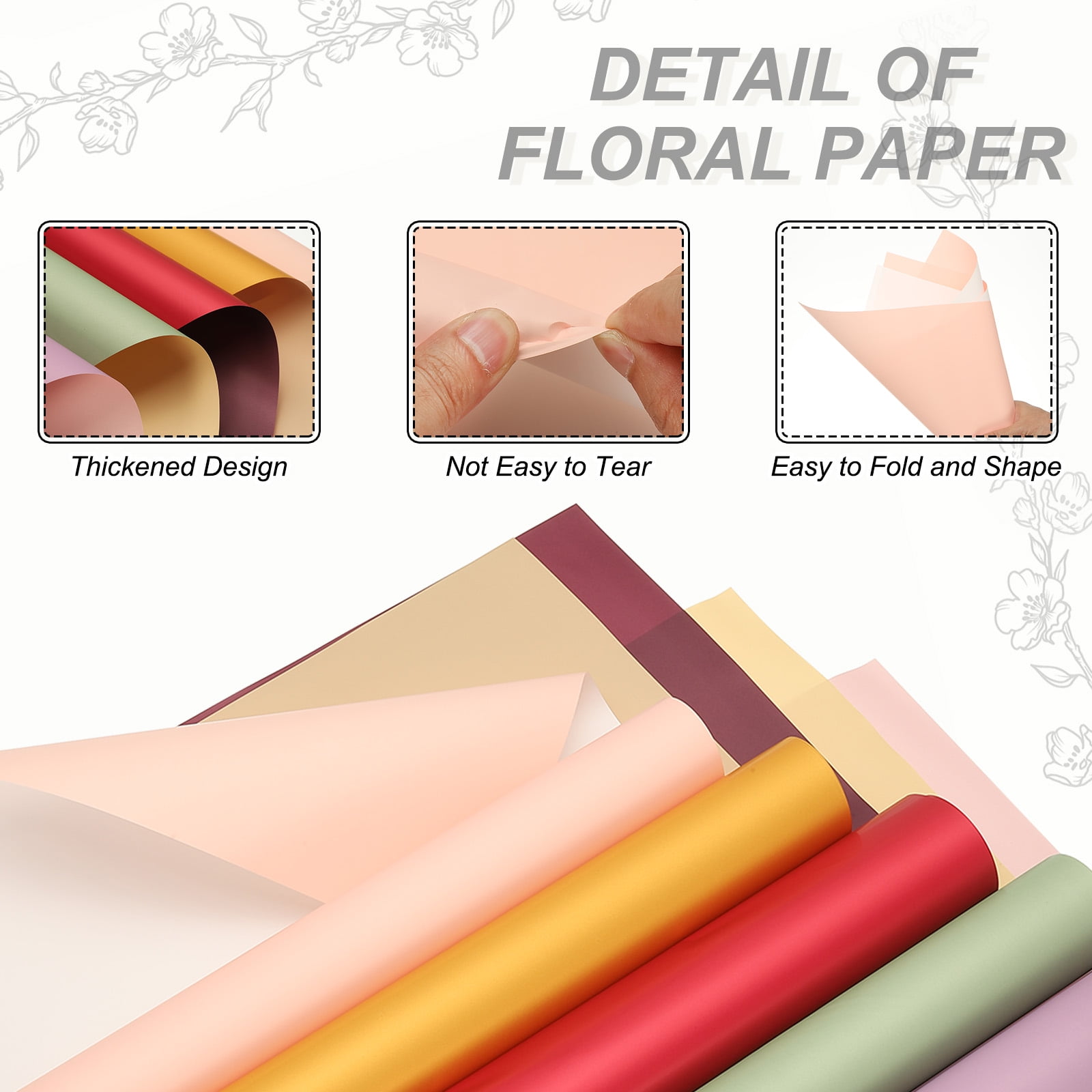 Uxcell 40 Sheets Flower Wrapping Paper, 21.5" x 21.5" Waterproof Floral Bouquet Wrapping Papers Florist Supplies for Wedding Party Gift Packaging DIY Crafts, Orange/Brown