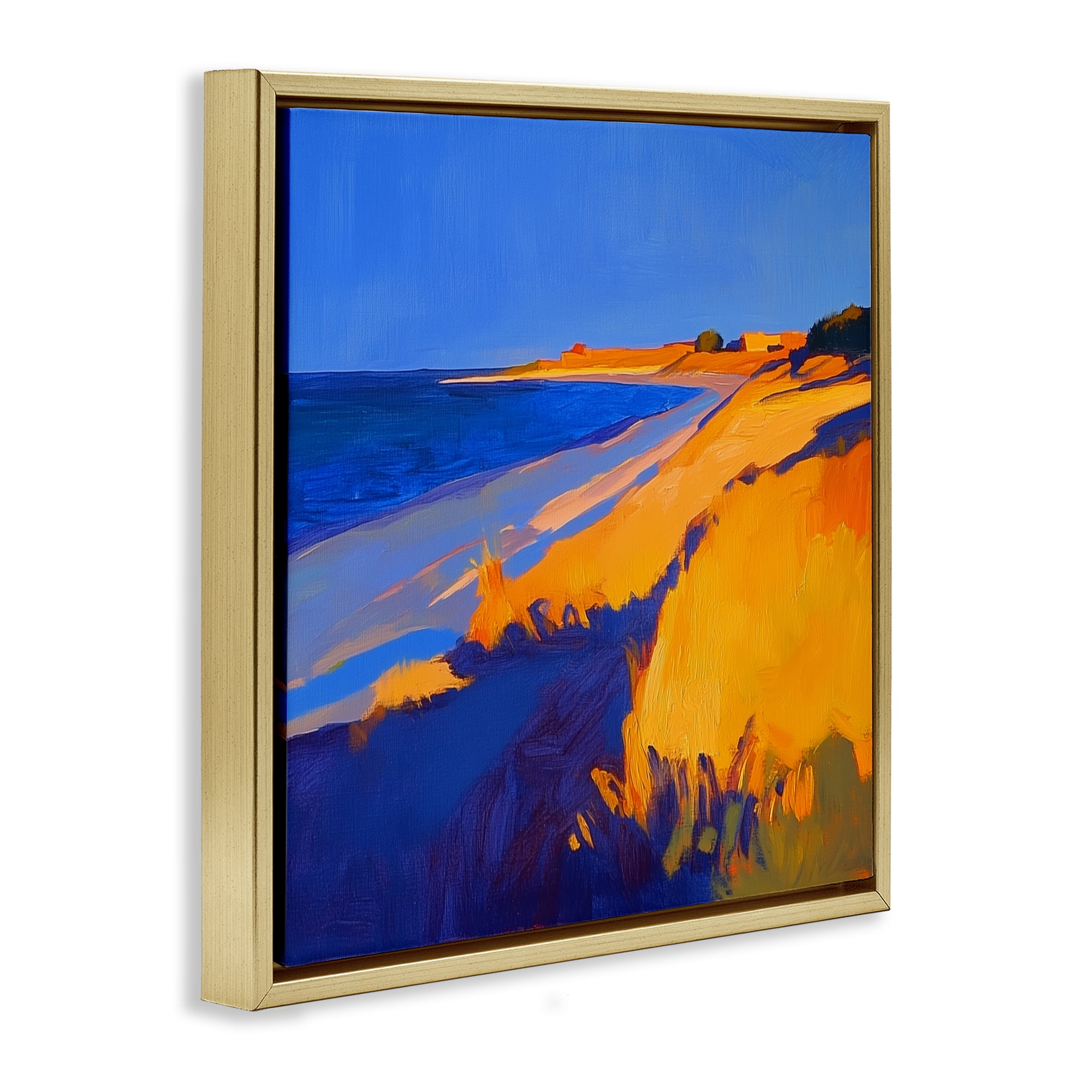 Stupell Industries Complimentary Coast Seascape Gold Framed Floater Canvas Wall Art, design by Walker Noble
