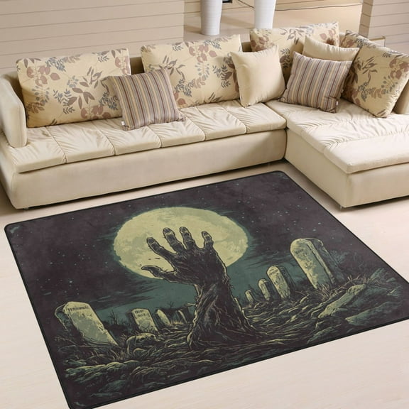 WOBOGO The Graveyard Of Horrors Carpet Non-Slip Rugs Soft Doormat 63×48in Living Dining Room Bedroom Decorative