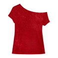 thumbnail image 3 of Trendfront Womens One Shoulder T Shirts Short Sleeve Solid Color Loose Fit Casual Summer Everyday Basic Fashion Tee Tops, 3 of 3