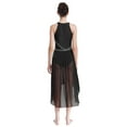thumbnail image 3 of Xnihocha Women's Lyrical Dance Costume Rhinestone Ruched High-Low Dress Modern Dance Skirted Leotard Black L, 3 of 7