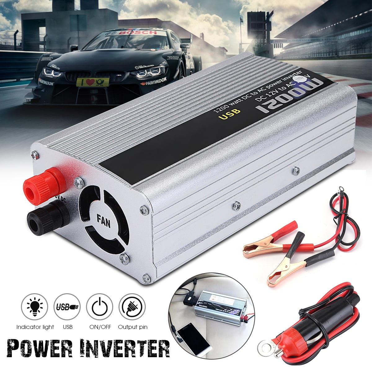 1200w 12v Dc To 110v Ac Household Car Power Inverter Modified Sine