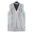 thumbnail image 4 of BiZtdJrK Lightening Sales Faux Fur Jackets for Women 2025 Winter Soft Shaggy Sleeveless Vest Jacket Thicken Warm Fuzzy Fleece Lapel Winter Coats Gray L, 4 of 5