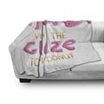 thumbnail image 2 of Lettering Soft Flannel Fleece Blanket, You Are the Glaze to My Donut Message Love Romantic Celebration Childish, Cozy Plush for Indoor and Outdoor Use, 50" x 70", Magenta and White, by Ambesonne, 2 of 5