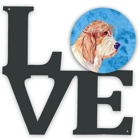 Blue Petit Basset Griffon Vendeen Metal Wall Artwork LOVE