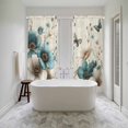 thumbnail image 4 of Teal Tulip Butterfly Kitchen Curtain for Berdoom Living Room Cafe 72 Inch Length, Turquoise Floral Farmhouse Beige Tiers Curtains Light Filtering Drapes Rod Pocket Window Treatment 2 Panels 52"Wx72"L, 4 of 8