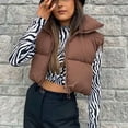 thumbnail image 3 of Txlixc Chaleco de mujer, chaqueta de algodón vintage de cuello corto, cremallera de cuello vertical Txlixc  moda, 3 of 8