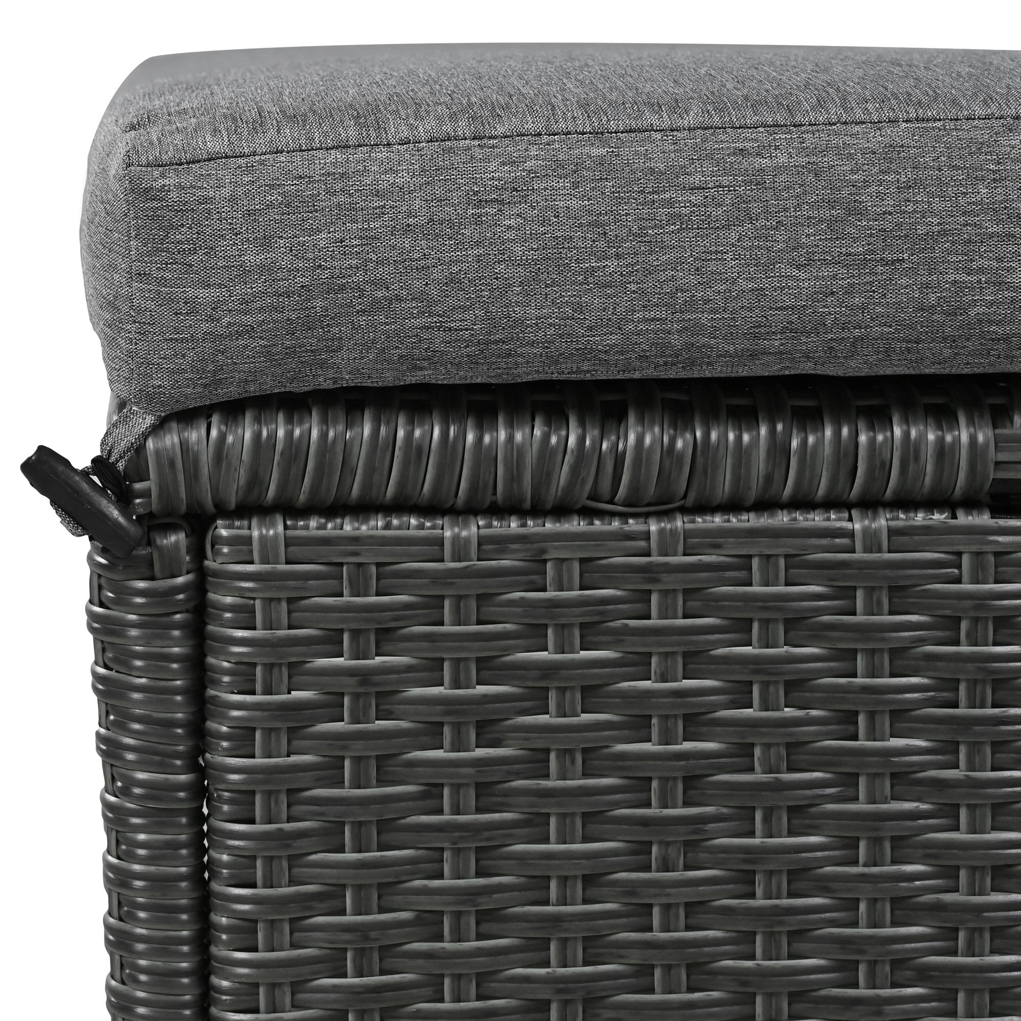 Sailvan 5-Piece Outdoor Patio Rattan Sofa Set - Sectional PE Wicker L-Shaped Garden Furniture with Dining Table & 2 Extendable Side Tables Grey