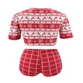 thumbnail image 4 of Ensemble de Noël pour Femmes Deux Pièces Manches Courtes Col Crop Top Shorts, 4 of 6